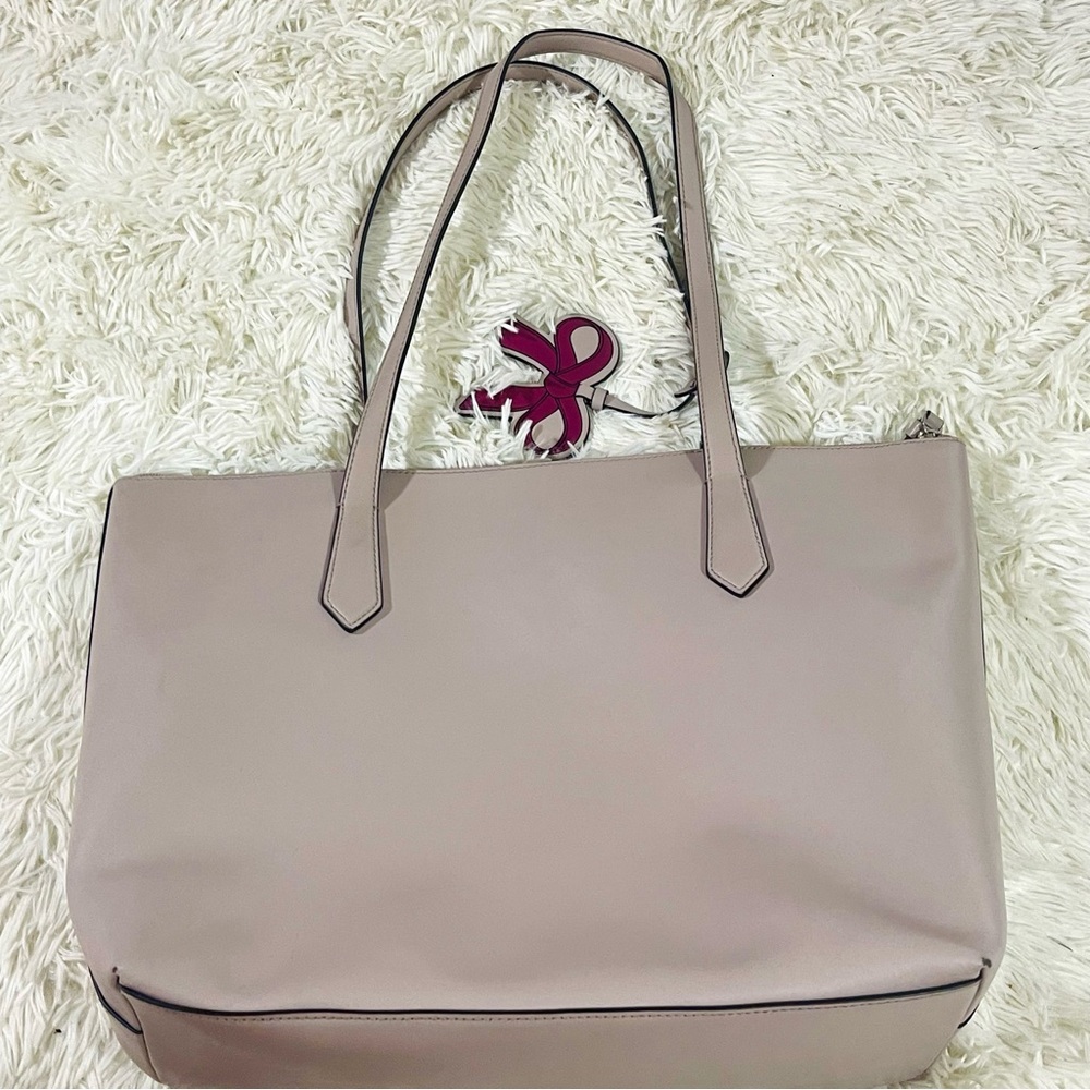 SOLD Kate Spade New York Cassy XL Leather Shopper Bow Tie Fab Lavender Gray Tote - Picture 9 of 15